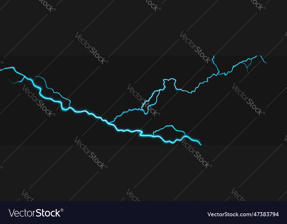 Realistic lightning bolt on transparent background vector image Realistic lightning bolt on transparent background