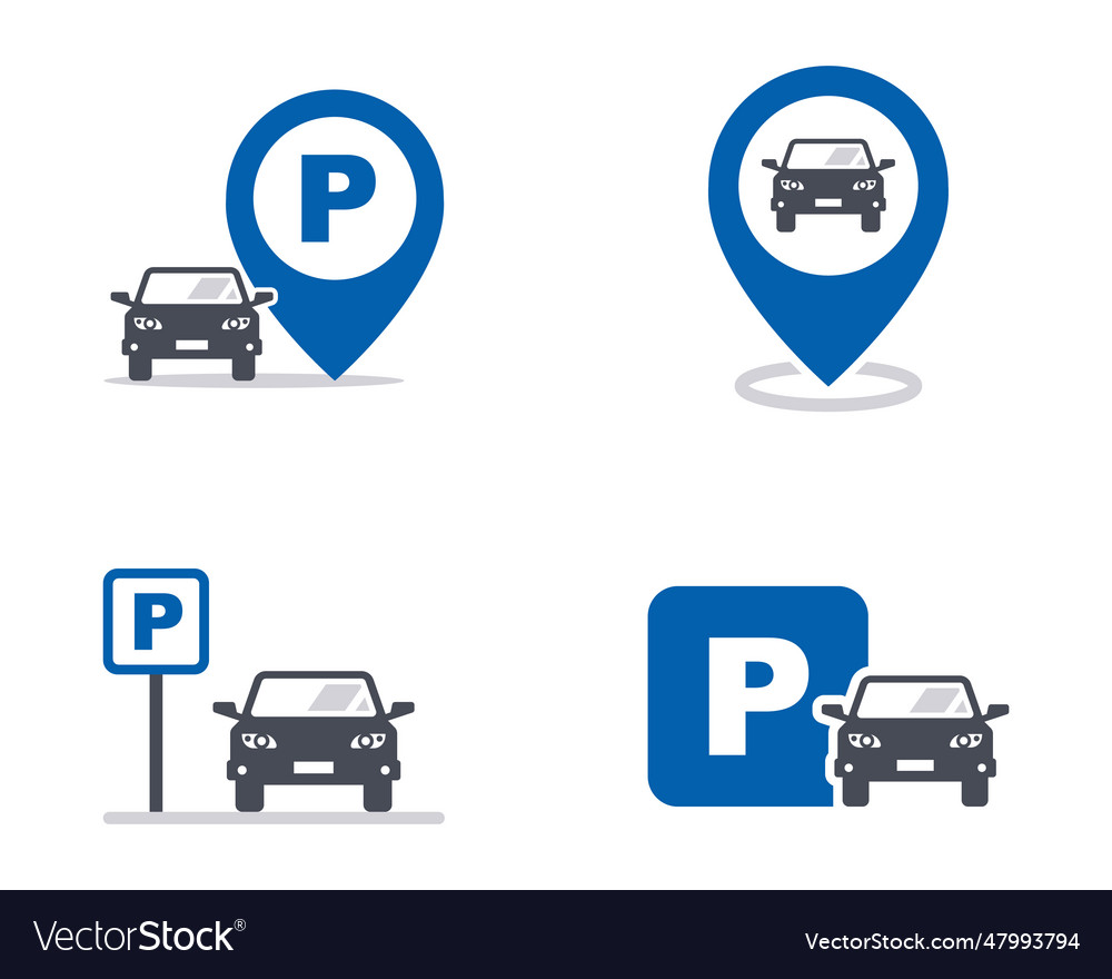 Set of parking icons for cars