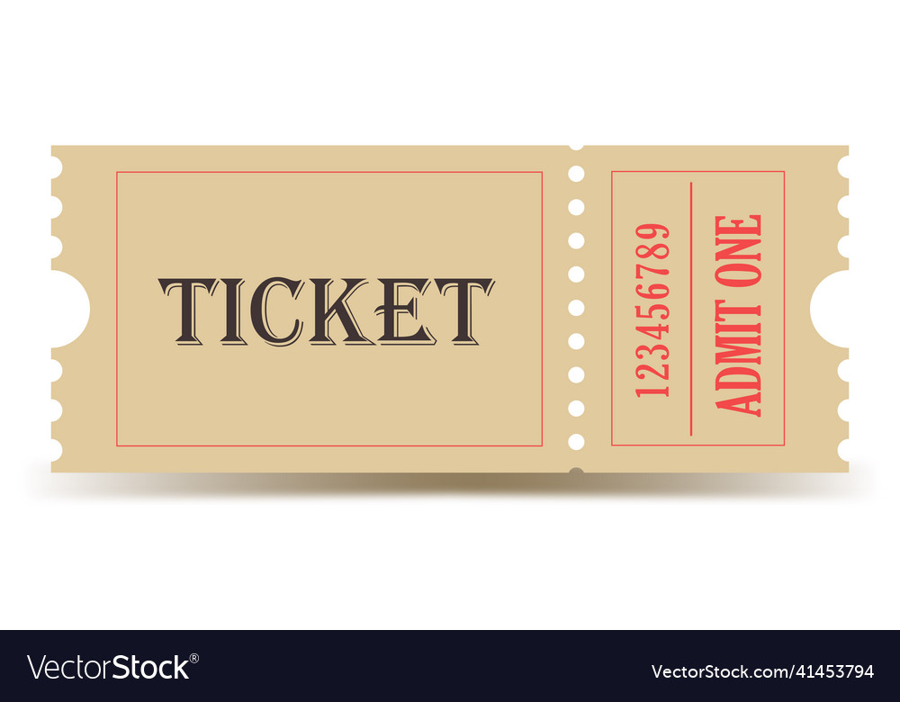 Vintage ticket cinema theater concert Royalty Free Vector