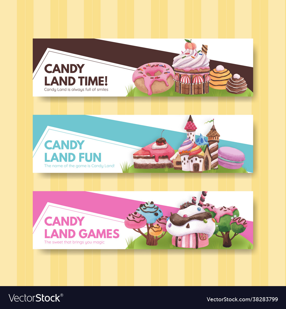 Banner template with candy land concept design