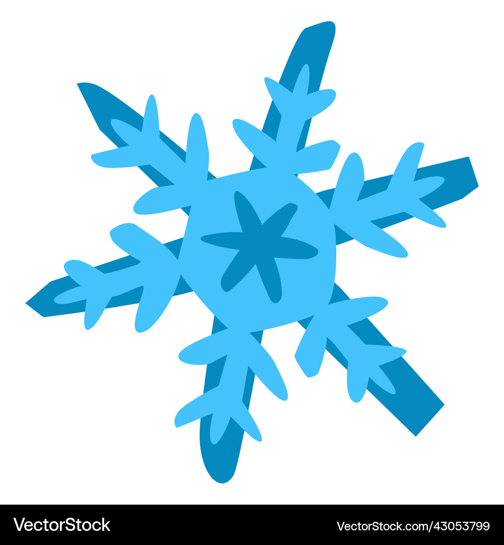 Blue snowflake flat Royalty Free Vector Image - VectorStock