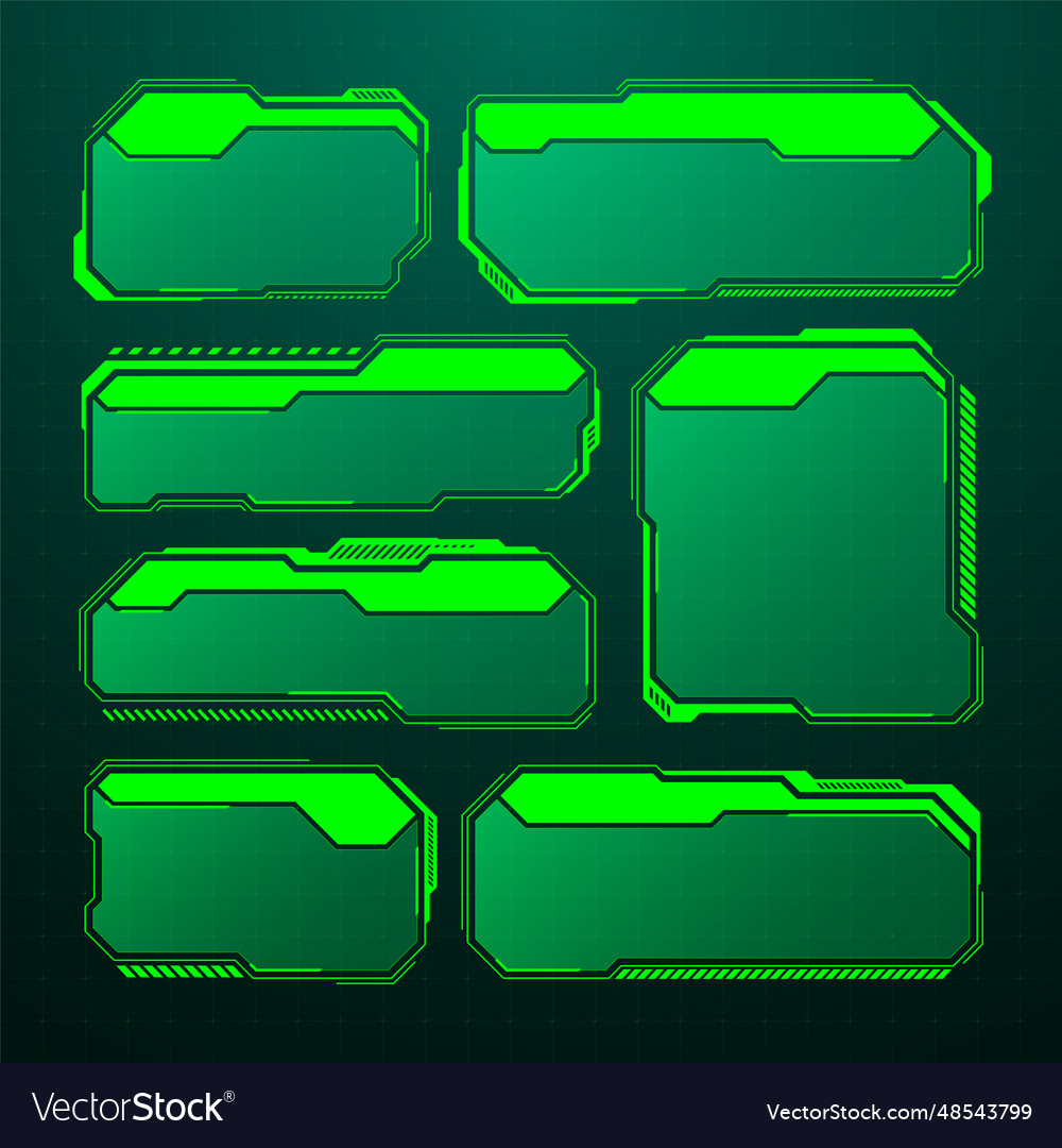 Green futuristic hud ui elements sci-fi user Vector Image