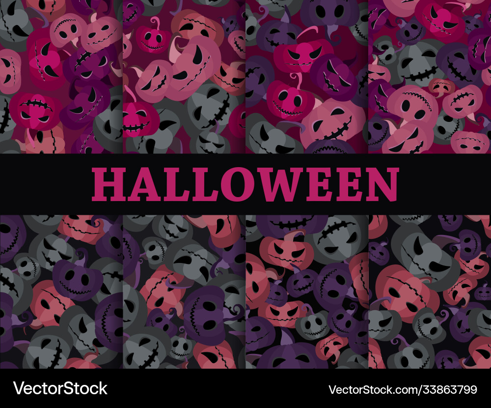 Halloween seamless pattern with scary pumpkins Vector Image
