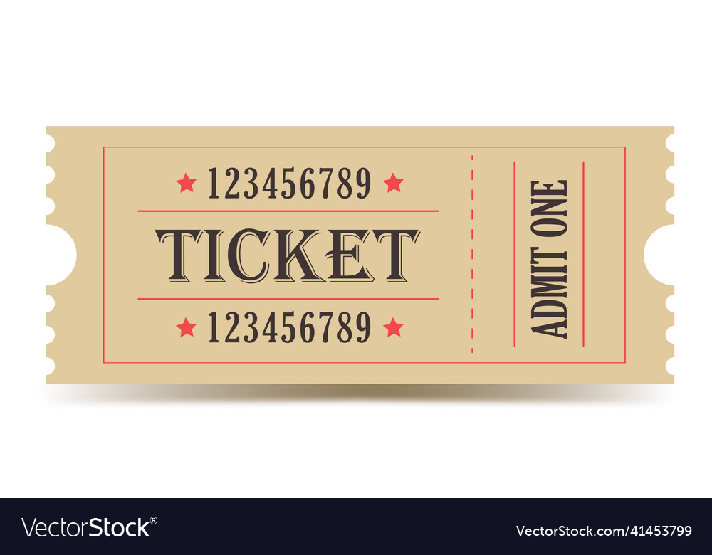 Vintage ticket cinema theater concert Royalty Free Vector