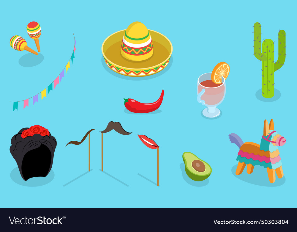 3d Isometric Flat Of Mexican Royalty Free Vector Image