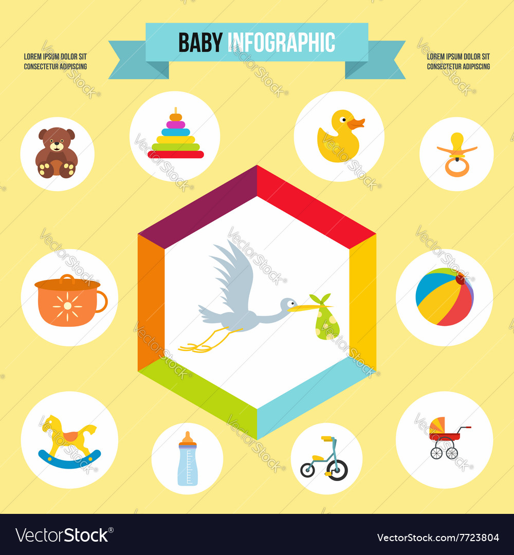 Baby infographic template flat style Royalty Free Vector