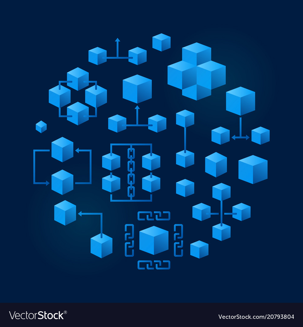 Blockchain technology round blue Royalty Free Vector Image