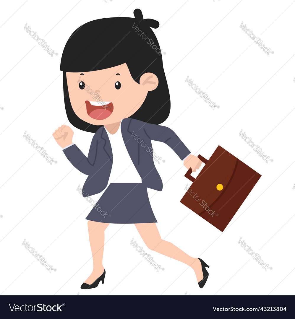 Business woman with briefcase running fast Vector Image