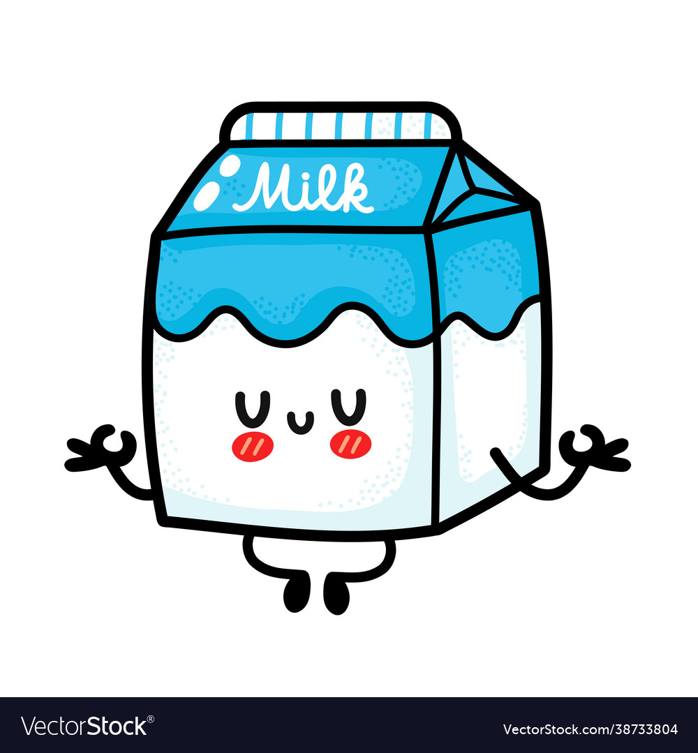 Cute funny milk box meditate in yoga pose Vector Image Cute funny milk box meditate in yoga pose Vector Image