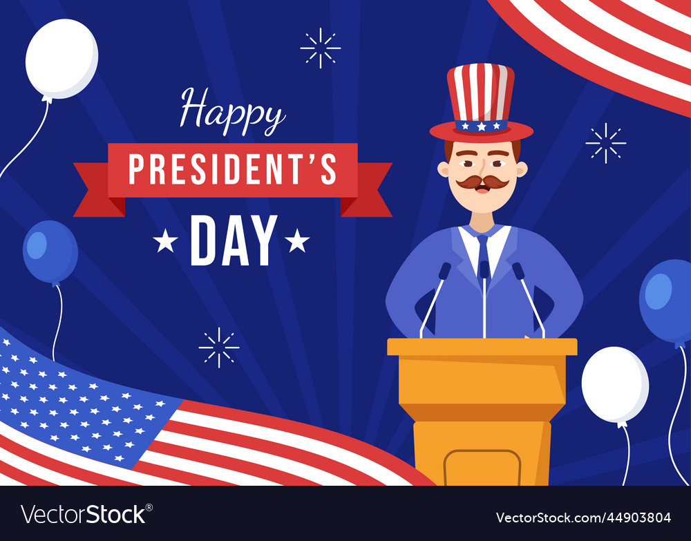 Happy presidents day with stars and usa flag Vector Image