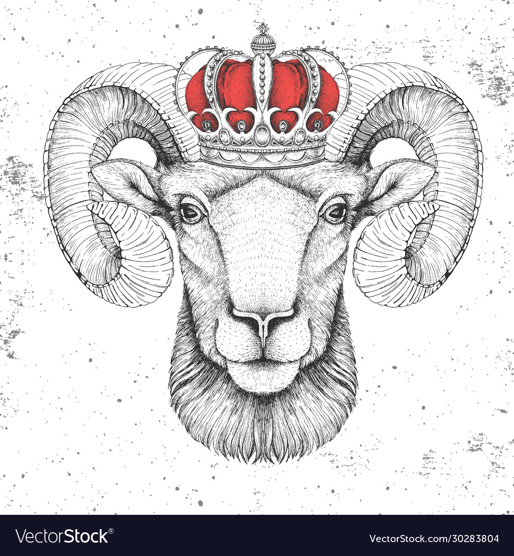 Hipster animal ram or mouflon in crown Royalty Free Vector Hipster animal ram or mouflon in crown Royalty Free Vector