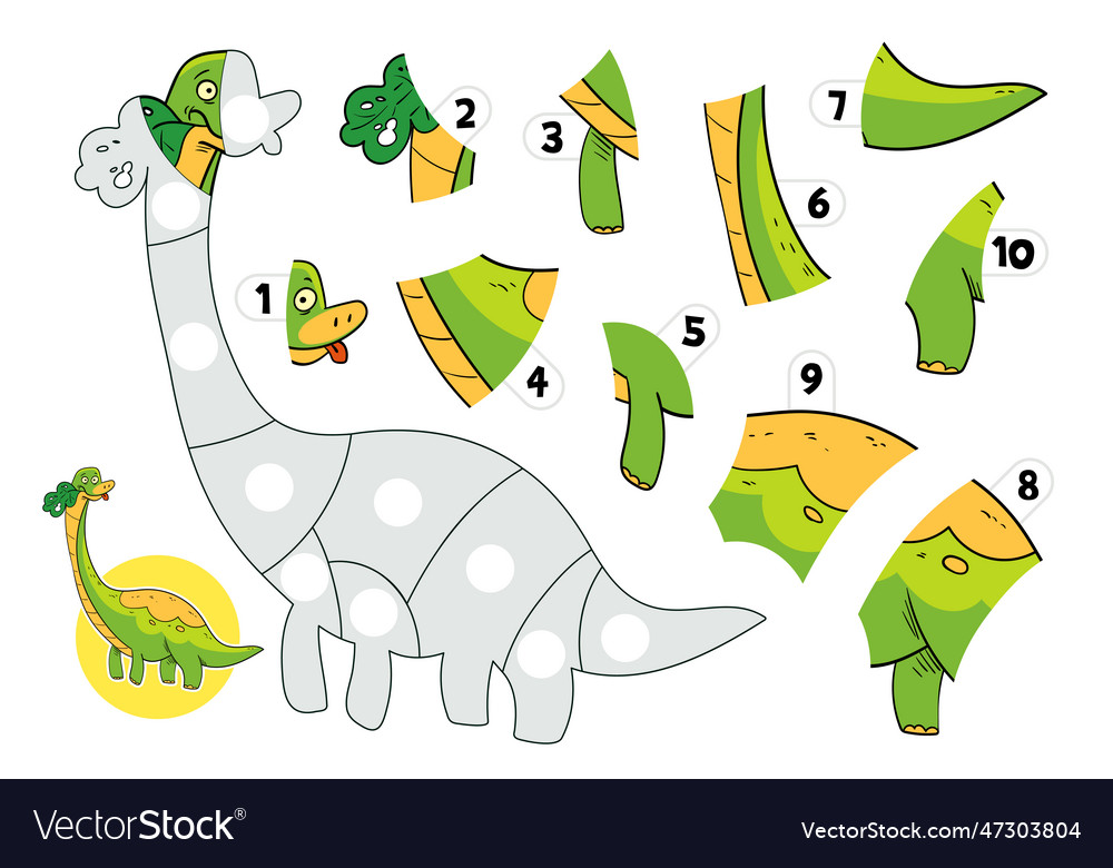 Jigsaw puzzle games puzzle with dinosaur Vector Image