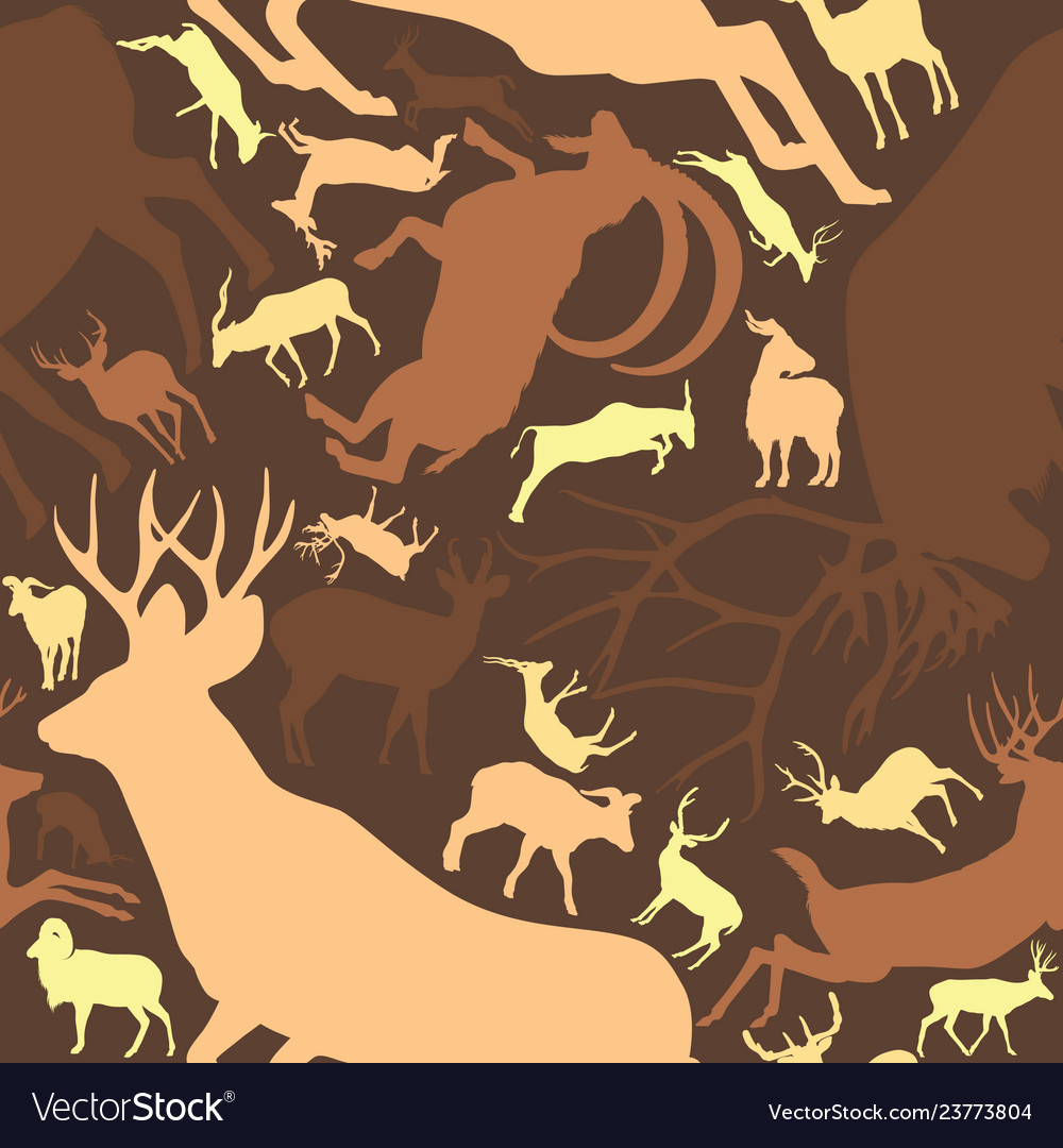 Seamless pattern repeatable of horned deer buck