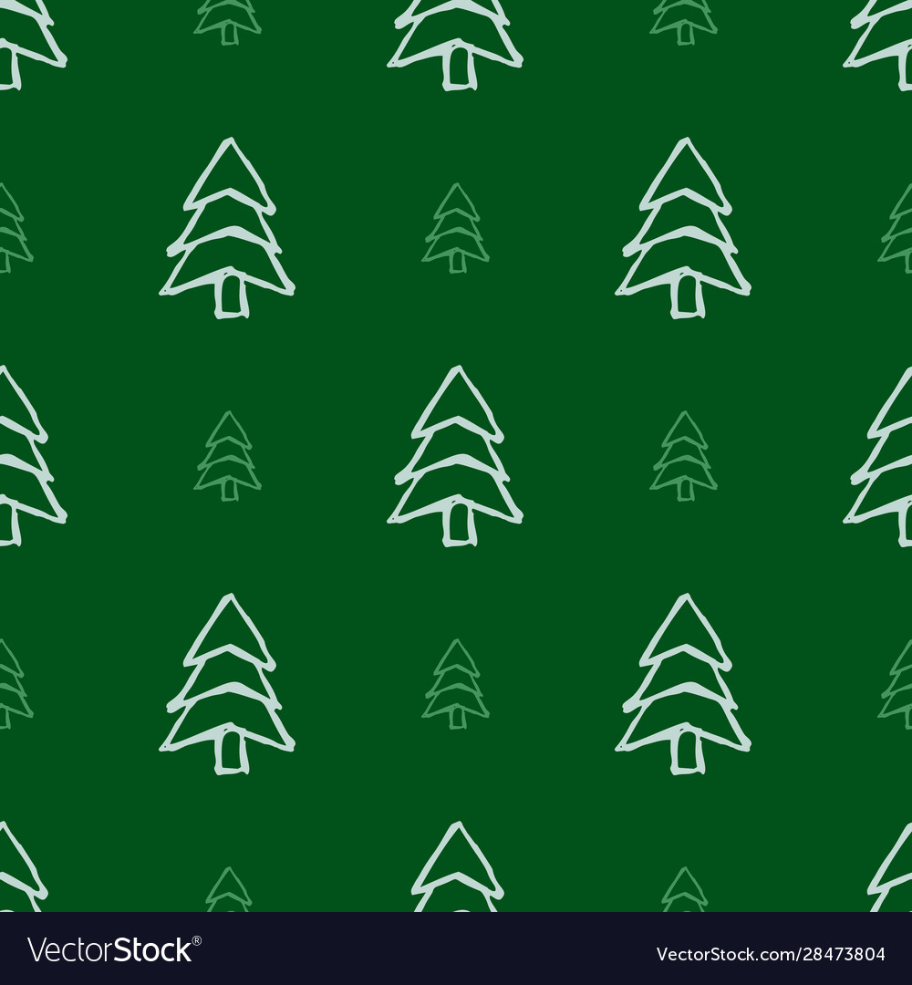 Seamless pattern with hand drawn christmas trees