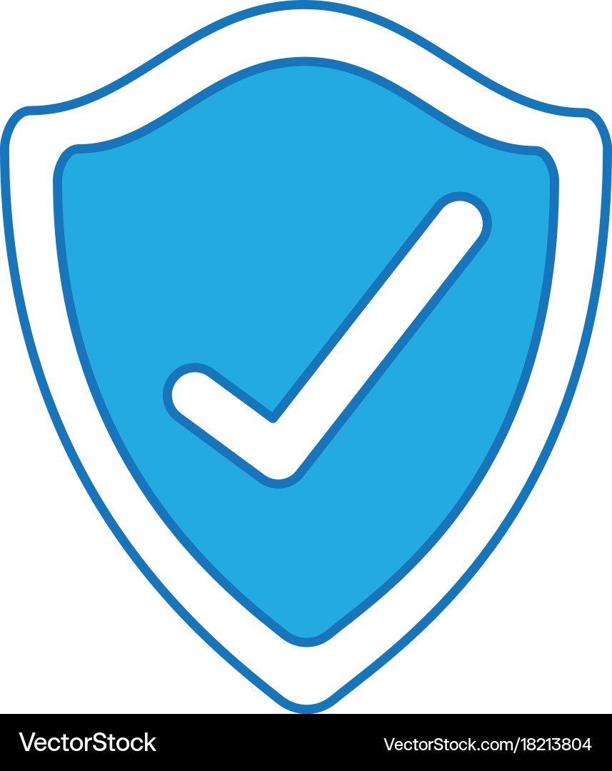 Shield checkmark protect security insignia Vector Image
