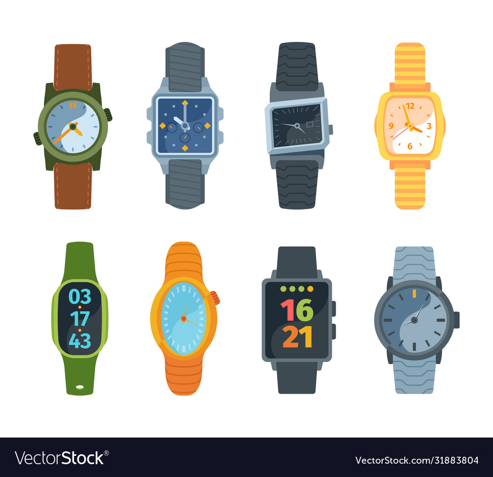 Wristwatch set classic and modern watches Vector Image