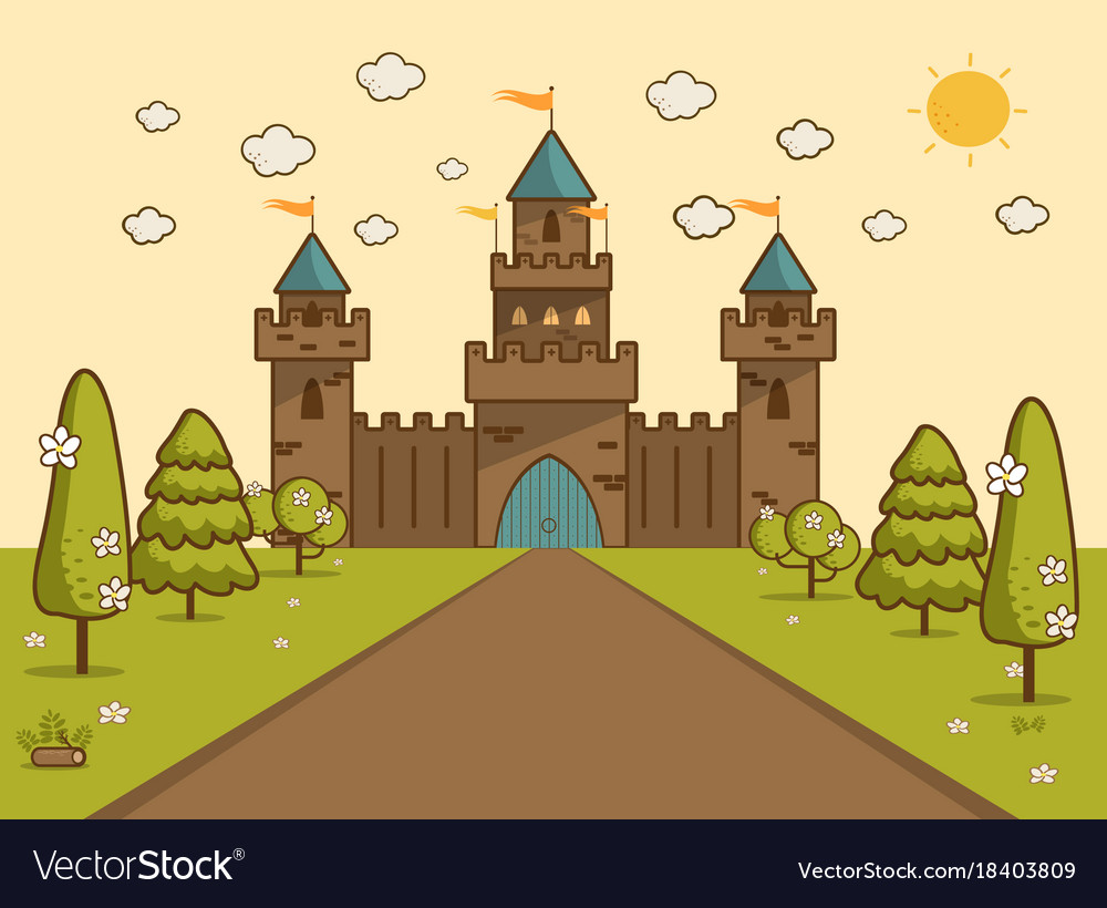 Cartoon of tale castle on hill landscape Vector Image Cartoon of tale castle on hill landscape Vector Image