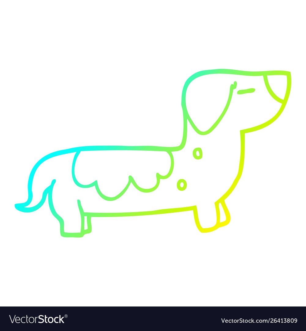 Cold gradient line drawing cartoon sausage dog