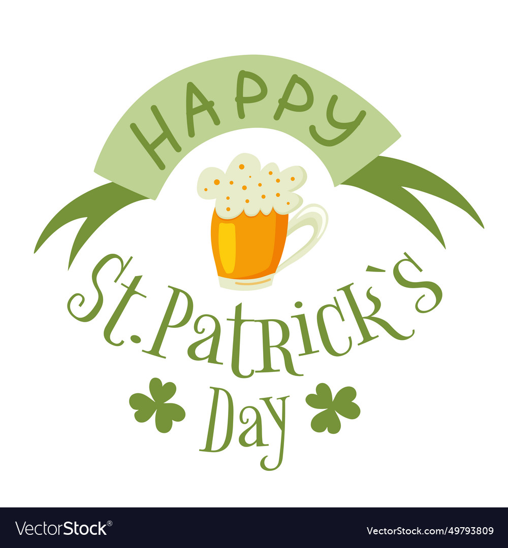 Happy saint patrick s day card with beer Vector Image