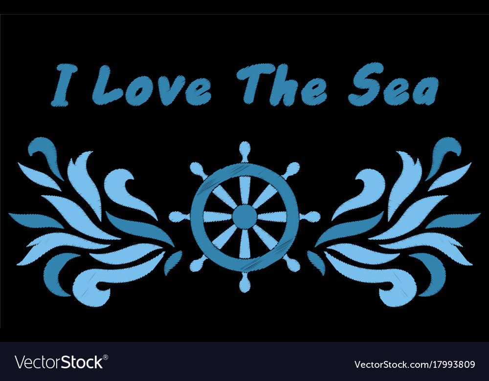 Ship steering wheel embroidery pattern