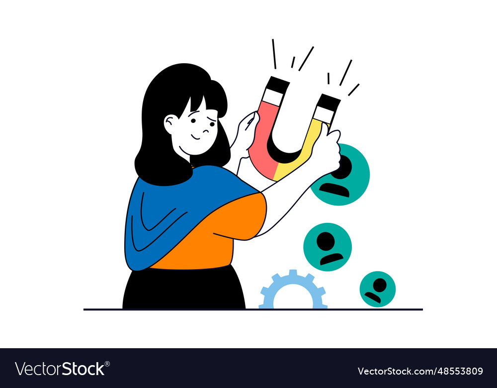 Target audience concept with people scene in flat Vector Image