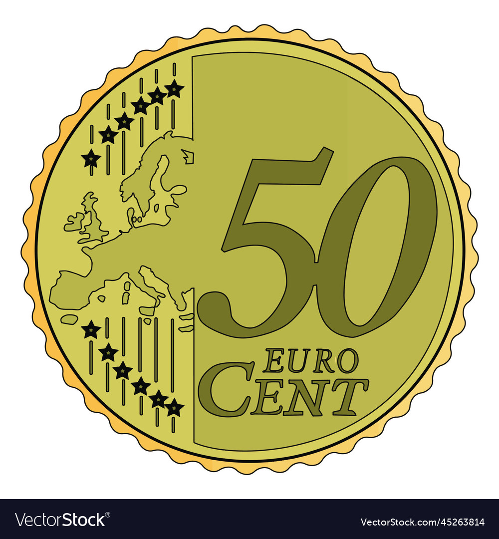 50 euro cent coin design Royalty Free Vector Image