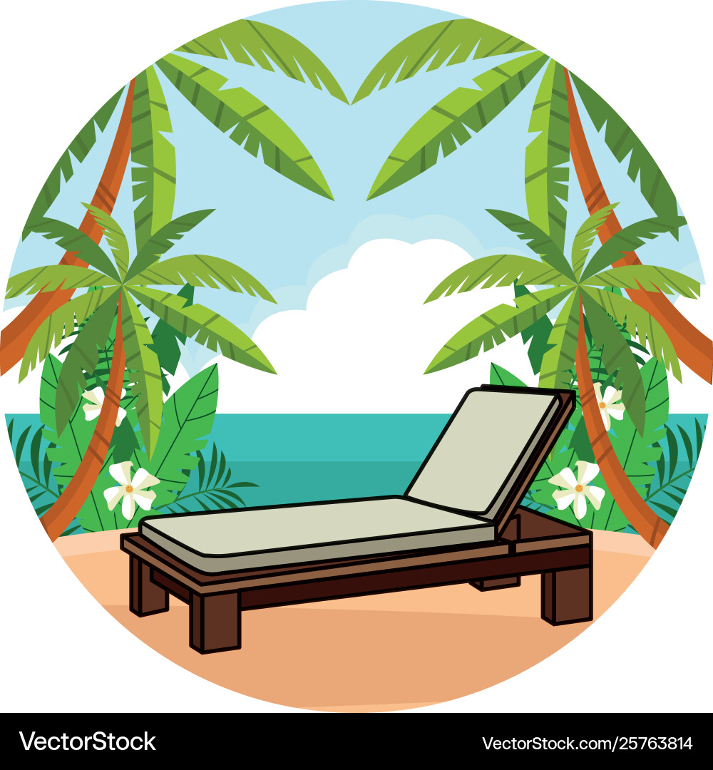 Beach bed on wooden plataform isolated Royalty Free Vector