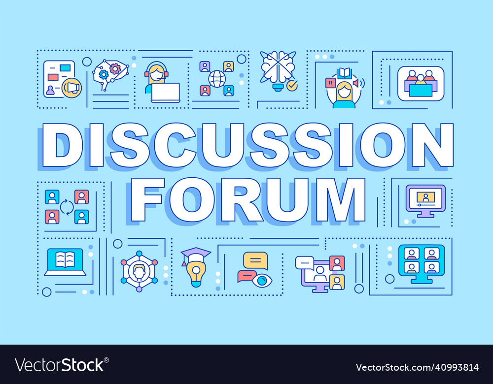 Discussion forum word concepts blue banner Vector Image