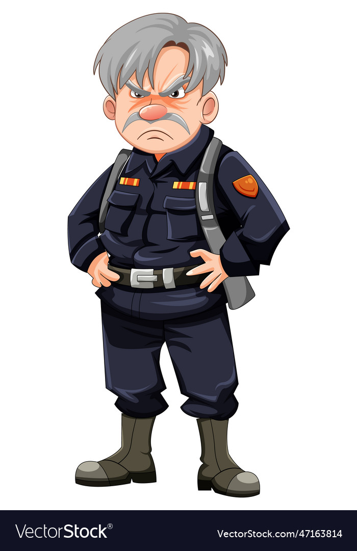 Grumpy army officer cartoon Royalty Free Vector Image