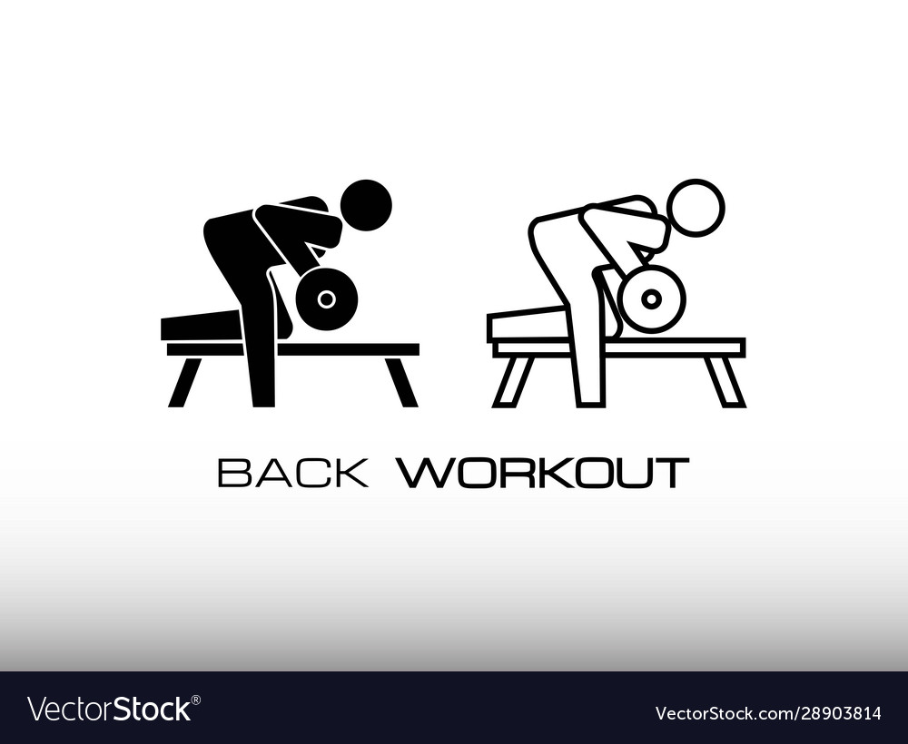 Icon set back workout with uses dumbbell