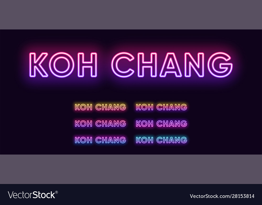 Neon koh chang name island in thailand text