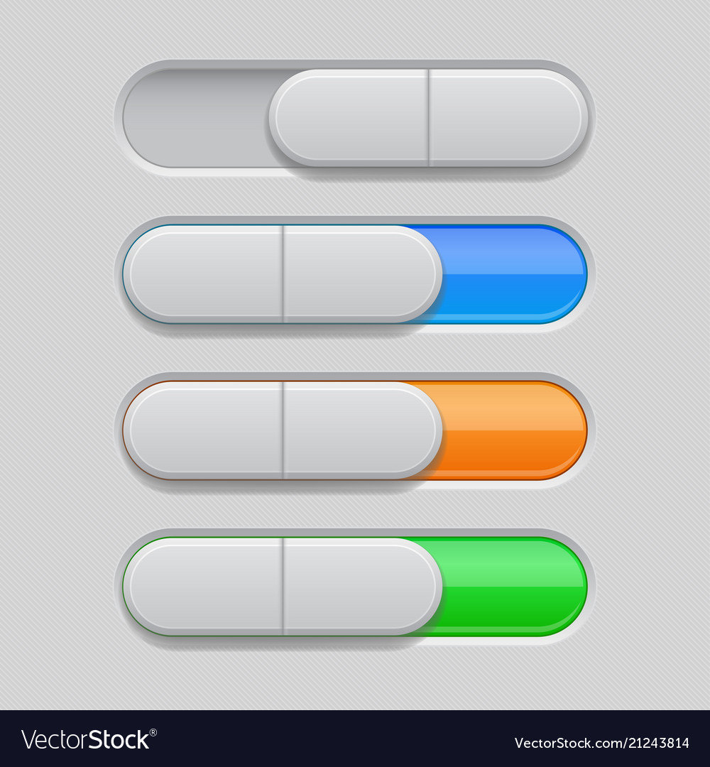 On and off toggle switch buttons colored set Vector Image