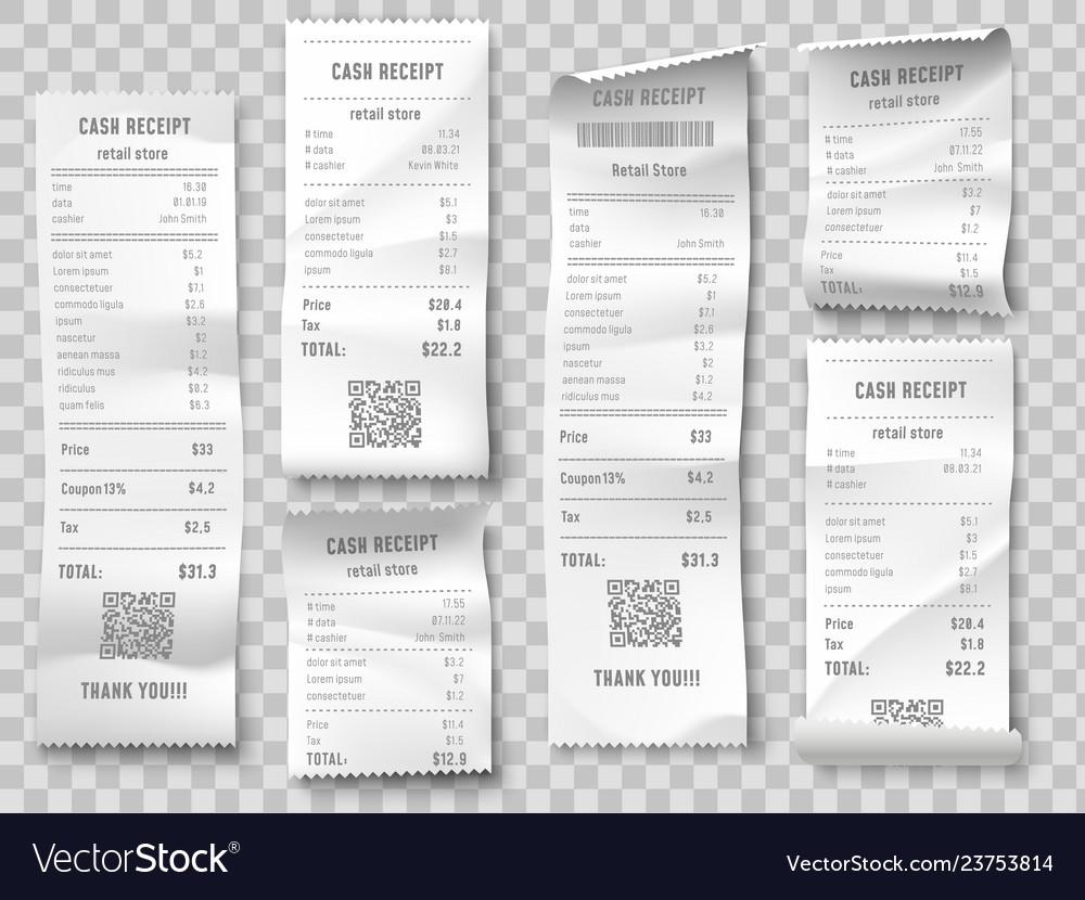 Retail purchase bill supermarket shopping receipt Vector Image