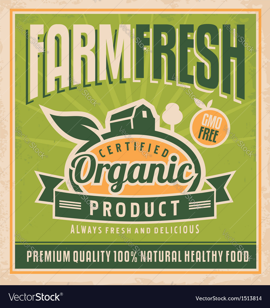 Retro farm fresh food concept Royalty Free Vector Image