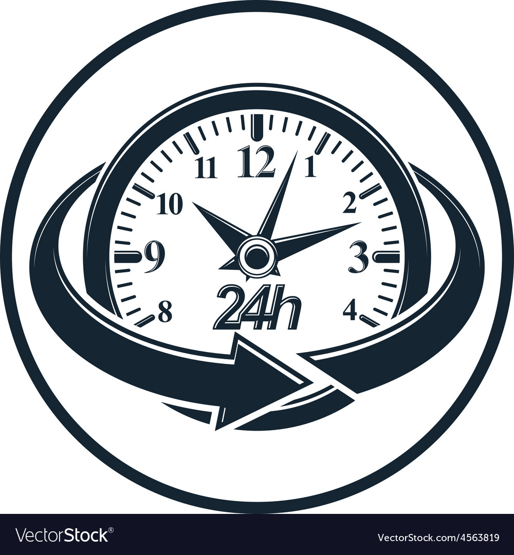 24 hours-a-day concept clock face with a dial