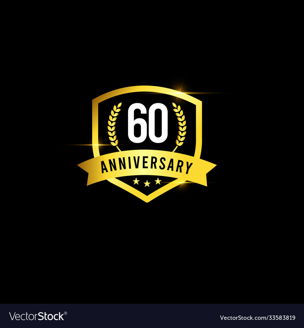 60 years anniversary gold emblem old design logo Vector Image