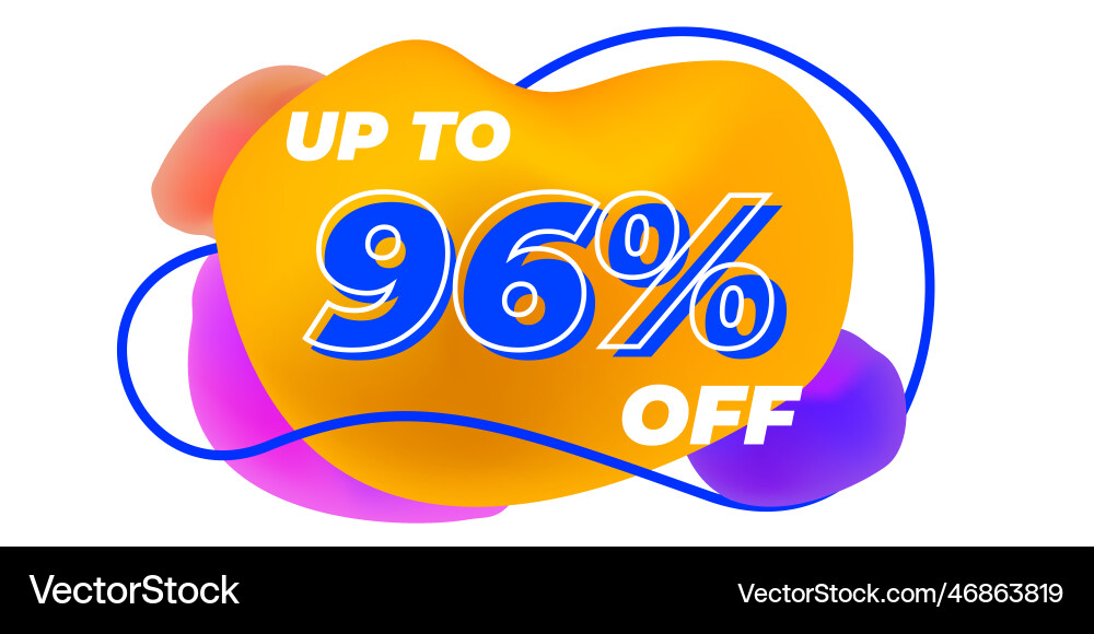 96 sale discount gradient abstract cloud colorful Vector Image