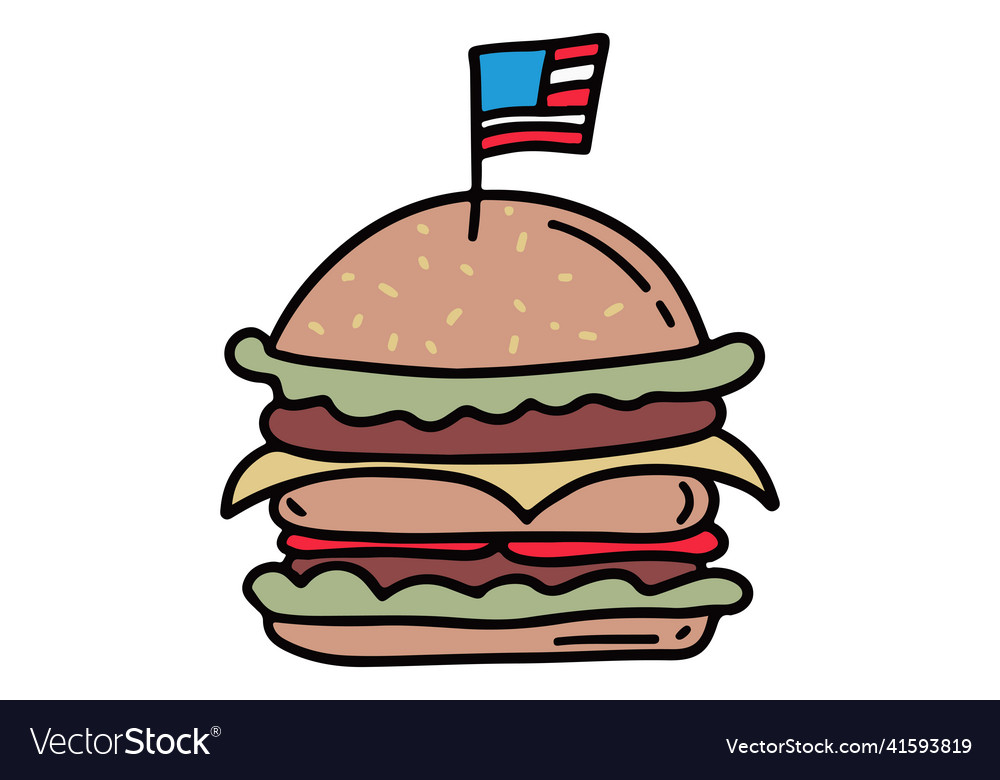 American burger independence day in usa burger Vector Image