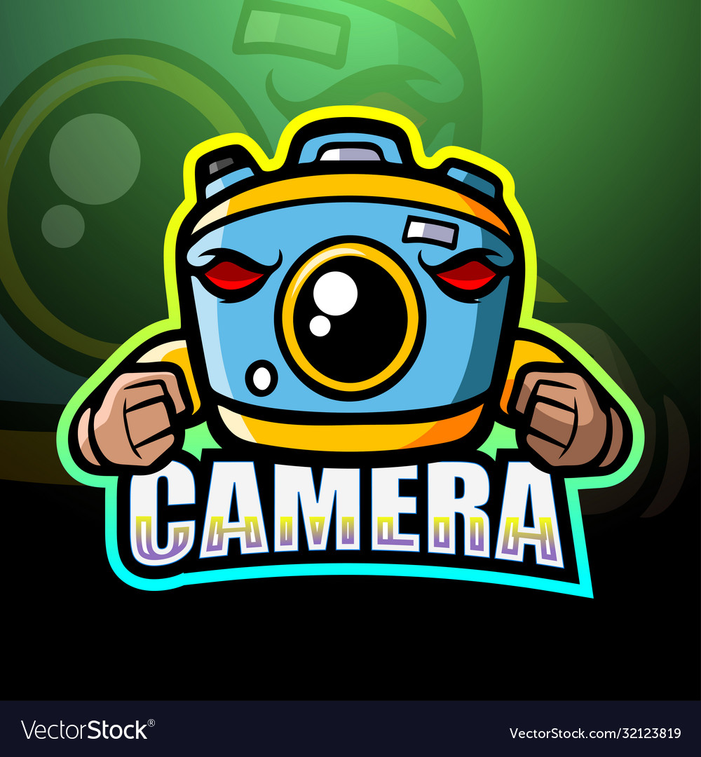 Camera mascot esport logo design Royalty Free Vector Image