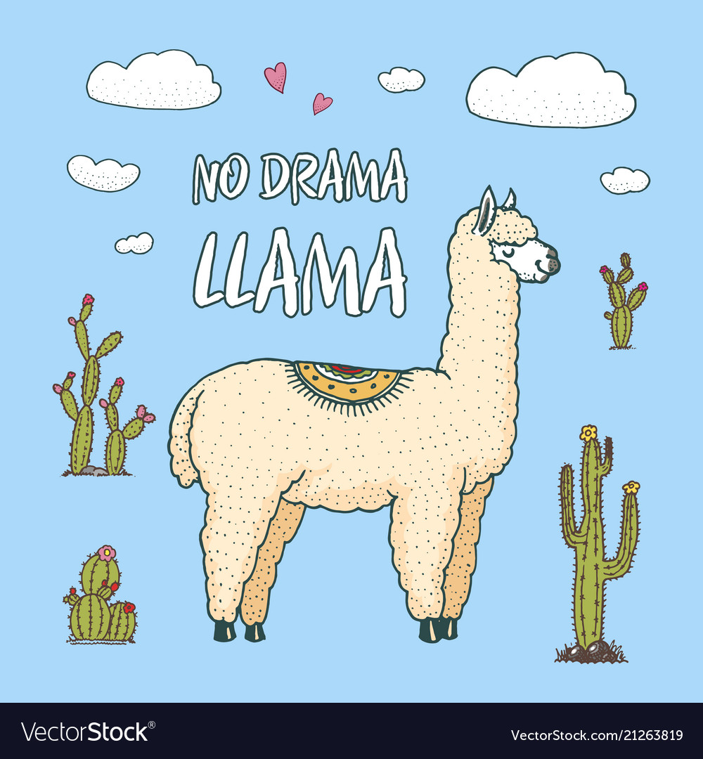 Cute Alpaca Llamas Or Wild Guanaco On The Vector Image