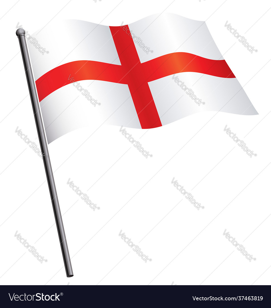 Flying flag england st georges cross on flagpole Vector Image