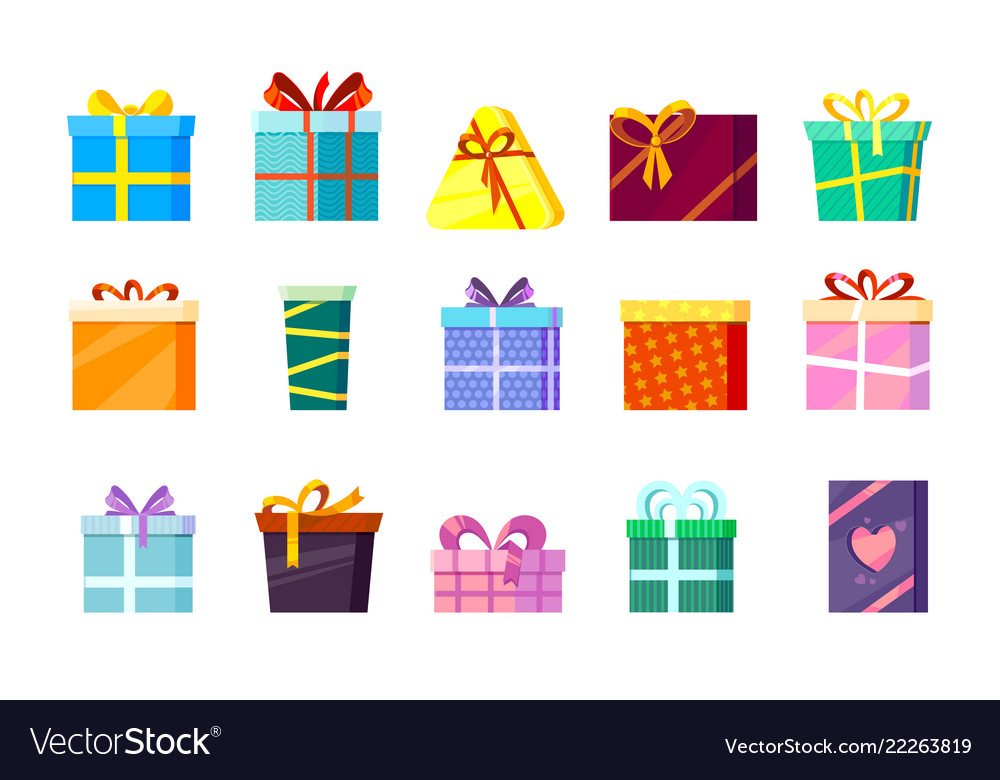 Gifts boxes colored xmas valentine and other vector image Gifts boxes colored xmas valentine and other