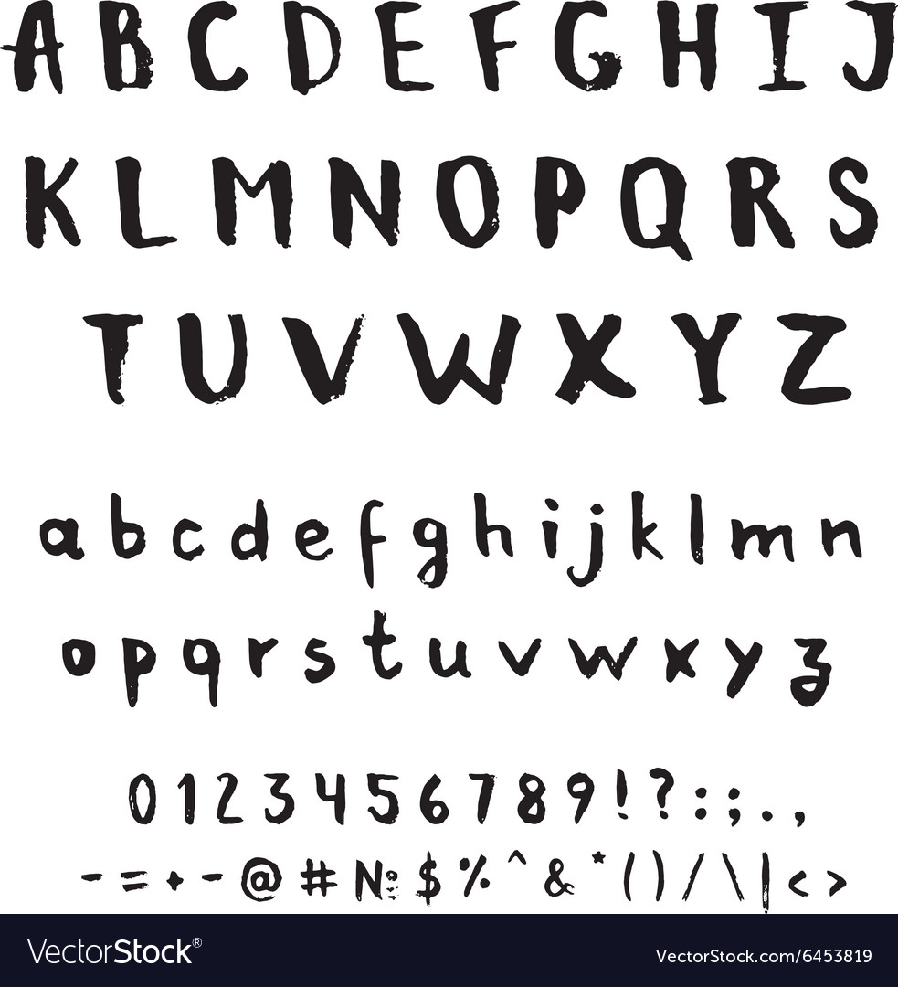 Hand drawn alphabet Royalty Free Vector Image - VectorStock