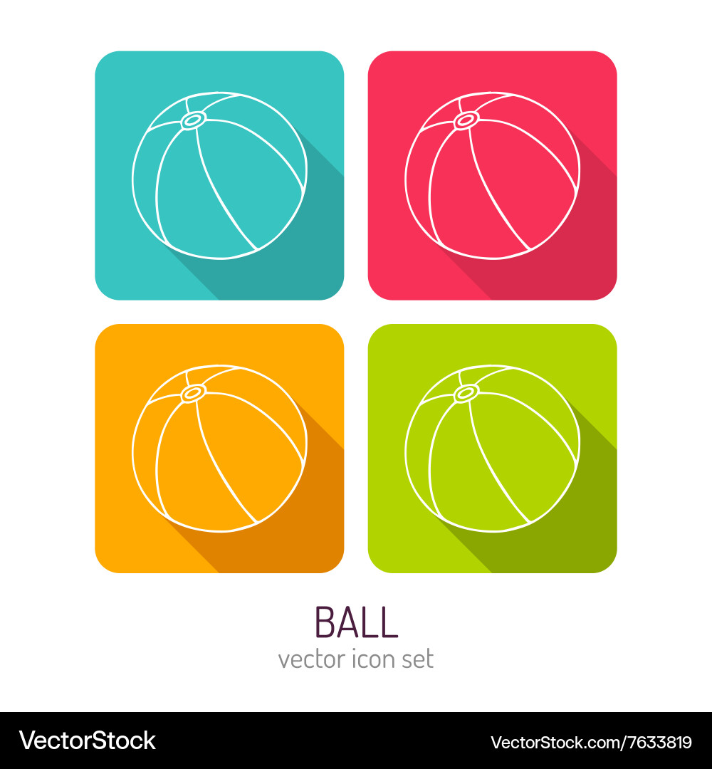 Line art ball icon set in four color variations Vector Image
