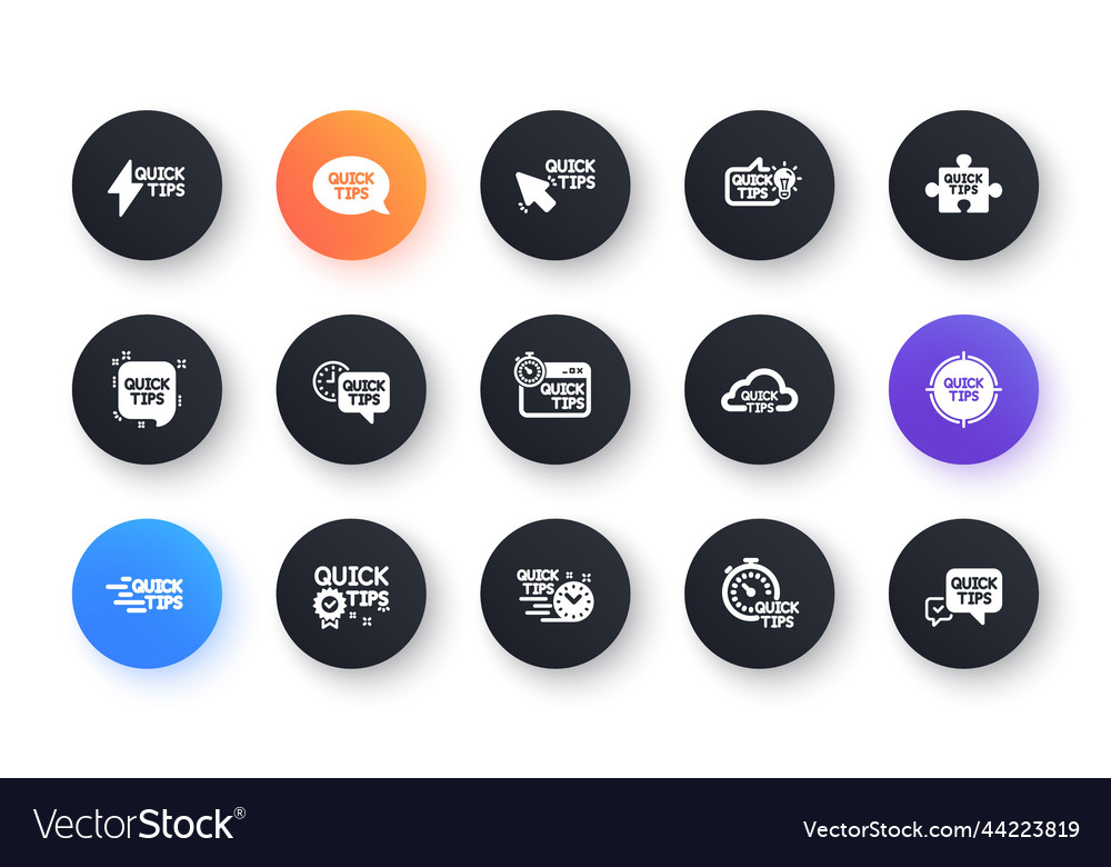 Quick tips icons helpful tricks solution Vector Image