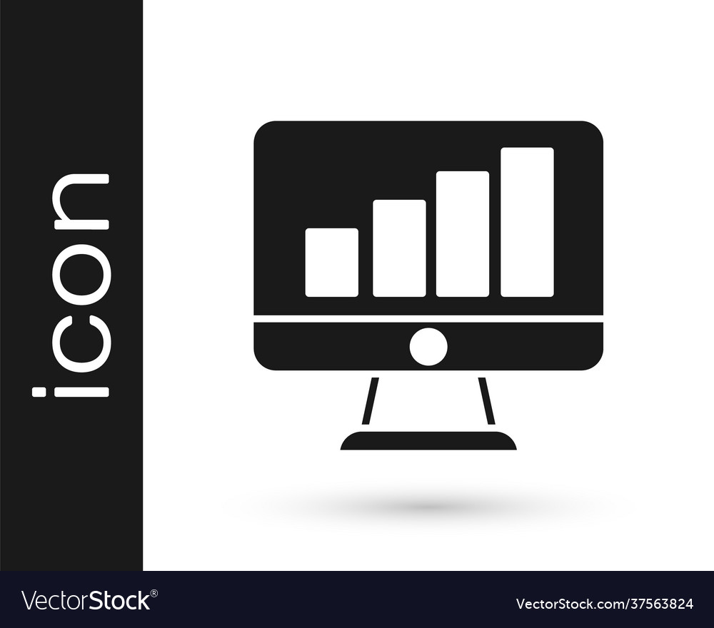 Black computer monitor with graph chart icon Vector Image