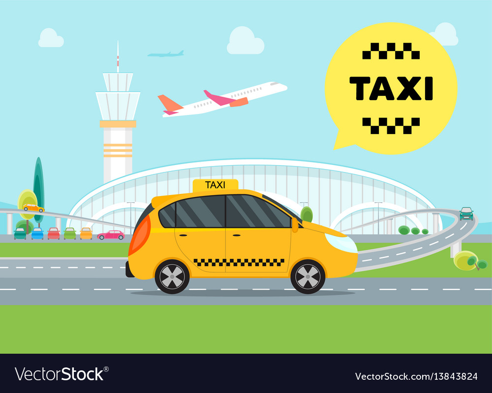 Cartoon airport taxi service car