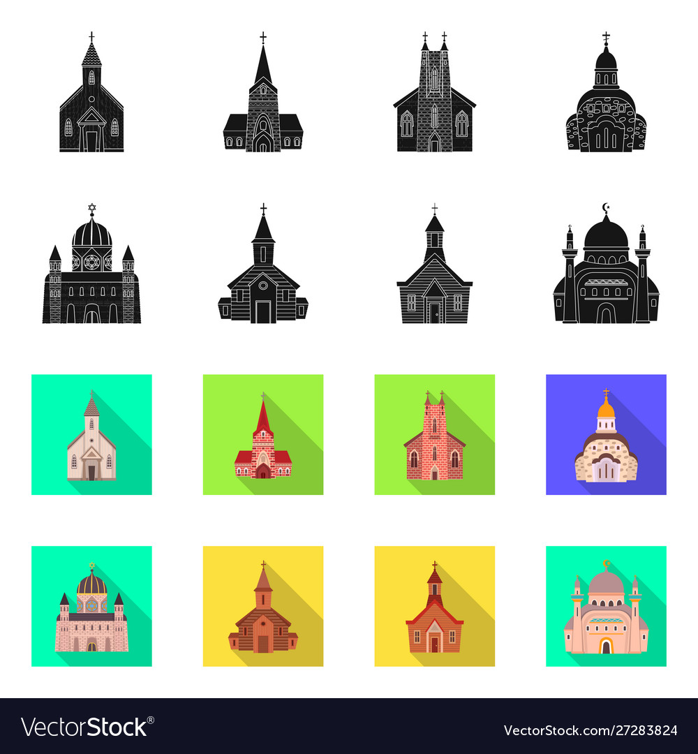 Cult and temple icon set