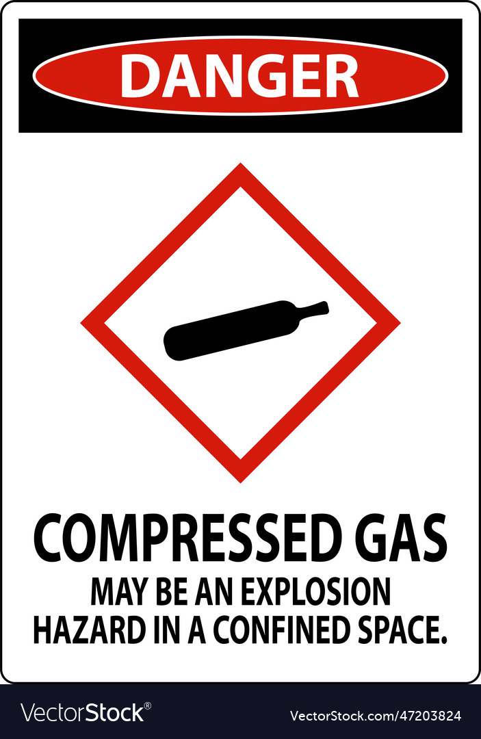 Danger compressed gas ghs sign on white background