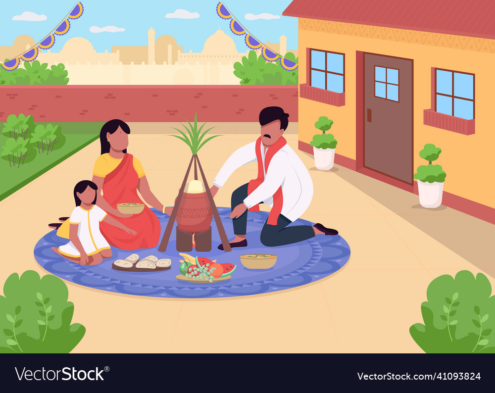 Hindu holiday dinner flat color